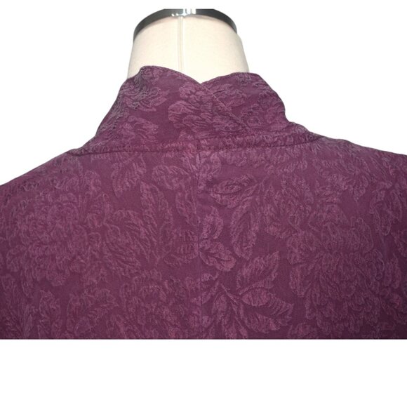 URU Jacket Textured Embossed Silk Tunic Travelers Coat Buttons Pockets L XL - Picture 4 of 8